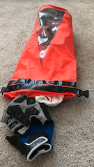jet ski dry bag orange gloves