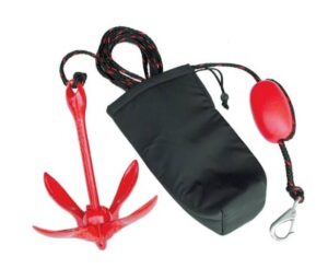 Red jet ski anchor with storage bag accessories