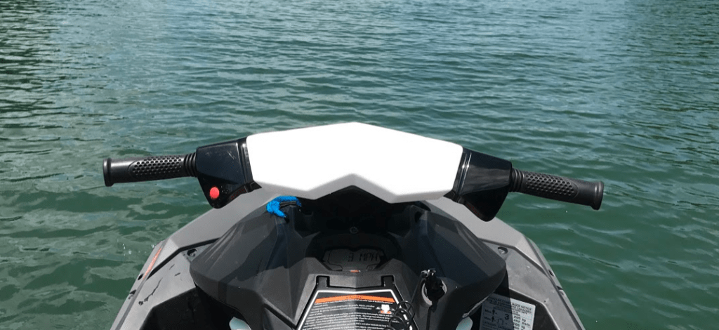 riding jet ski on the lake