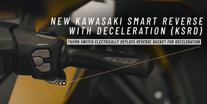 Pointing out the new Kawasaki braking system KSRD. 