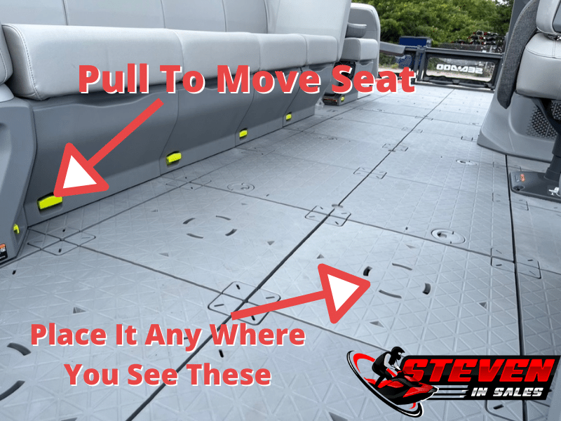 Pointing out the locations where you can put the moveable seats