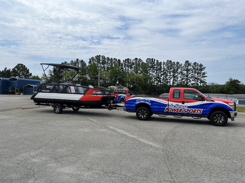 Sea-Doo Switch on trailer hooked up to Lake Norman Powersports truck