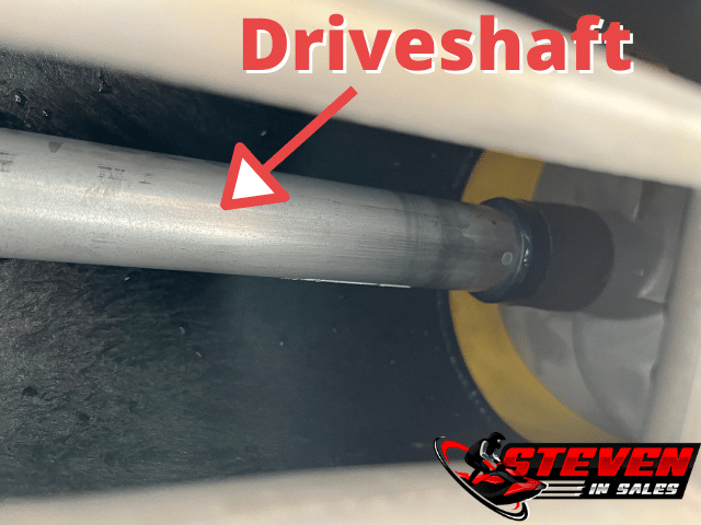 drive shaft for a Sea-Doo also showing the yellow wear ring that is not damaged