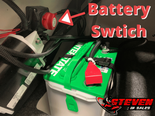 Boat battery switch next to big 24 size battery