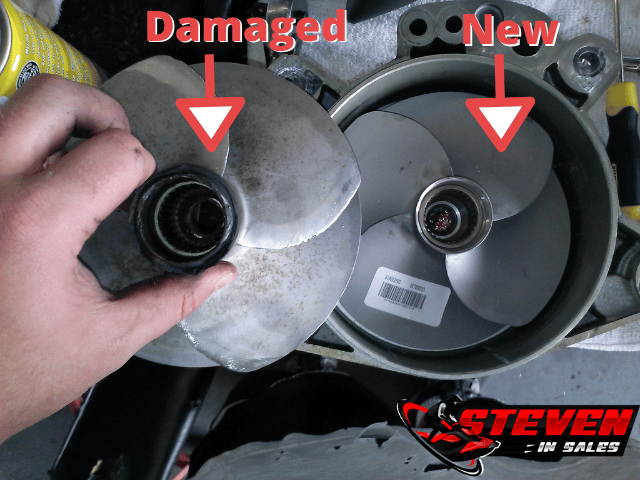 Comparing two Sea-Doo impellers one is damaged the other is good