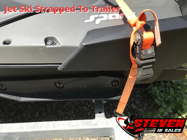Rear strap on Sea-Doo spark holding it to the trailer. 
